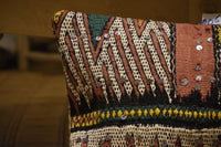 Two Vintage Moroccan Kilim Cushion Cover: Handcrafted Wool Tribal Pillow (24x16 Inches) Vintage