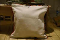 Two Vintage Moroccan Boucherouite Pillow Cover: Geometric Tribal Rag Throw (20x20 Inches) Vintage