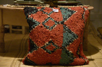 Two Vintage Moroccan Boucherouite Pillow Cover: Geometric Tribal Rag Throw (20x20 Inches) Vintage