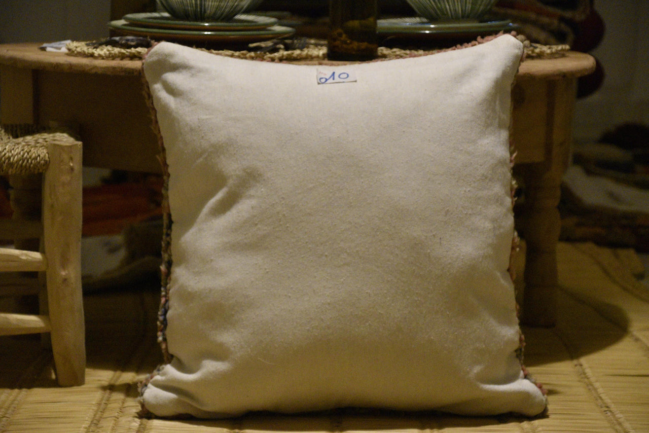 Two Vintage Moroccan Boujaad Pillow Cover: Pastel Geometric Wool Cushion (20x20) Vintage