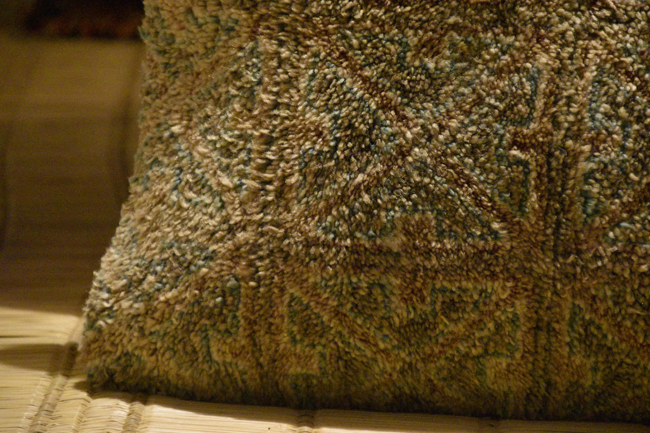 Two Vintage Moroccan Rug Cushion Cover: Handwoven Wool Tribal Pillow (20x16 Inches) Vintage