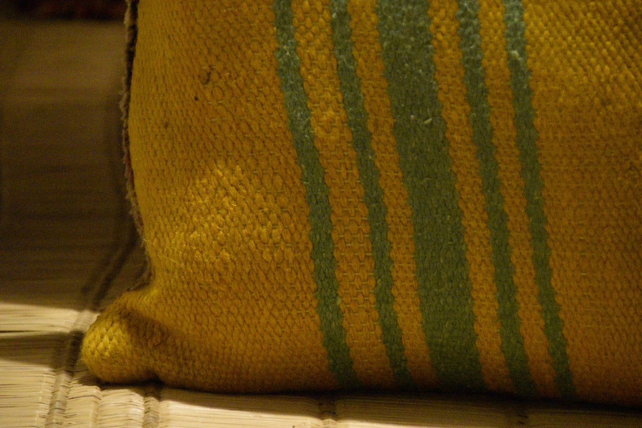 Two Vintage Moroccan Rug Cushion Cover: Handwoven Wool Tribal Pillow (20x16 Inches) Vintage