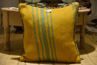 Two Vintage Moroccan Rug Cushion Cover: Handwoven Wool Tribal Pillow (20x16 Inches) Vintage