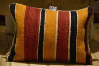 Two Vintage Moroccan Boujaad Pillow Cover: Handwoven Wool Lumbar Kilim Accent (20x16) Vintage