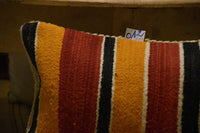 Two Vintage Moroccan Boujaad Pillow Cover: Handwoven Wool Lumbar Kilim Accent (20x16) Vintage