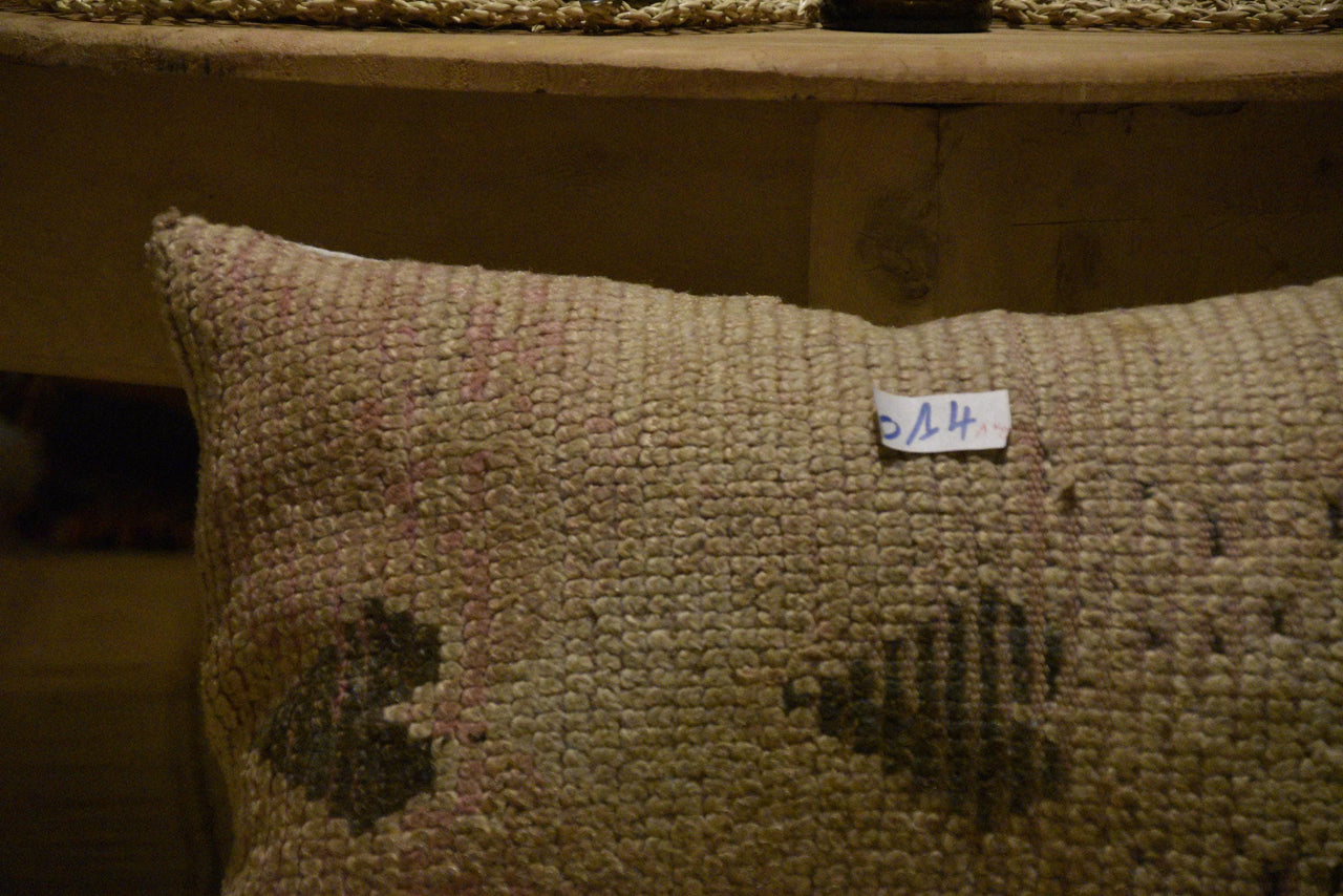 Two Vintage Moroccan Boujaad Lumbar Pillow Cover | Earthy Neutral Handwoven Tribal Cushion Vintage