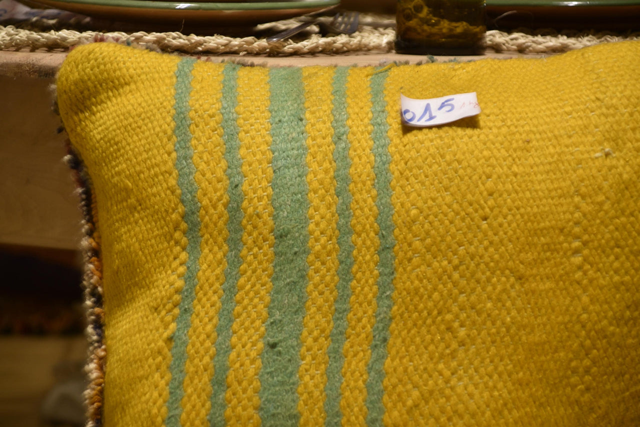 Two Vintage Moroccan Boujaad Pillow Cover: Handwoven Wool Rug Kilim (20x20 Inches) Vintage