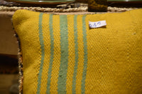 Two Vintage Moroccan Boujaad Pillow Cover: Handwoven Wool Rug Kilim (20x20 Inches) Vintage