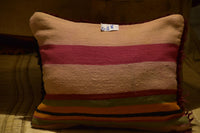 Two Vintage Moroccan Boujaad Pillow Cover | Burgundy Shaggy Wool Kilim Accent (20x20) Vintage