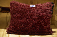 Two Vintage Moroccan Boujaad Pillow Cover | Burgundy Shaggy Wool Kilim Accent (20x20) Vintage