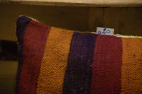 Two Vintage Moroccan Boujad Kilim Pillow | Reversible High-Pile Wool Accent Cushion 12x20 Vintage