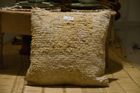 Two Vintage Moroccan Beni Ourain Pillow | Solid Cream Textured Wool Cover 20x20 Vintage