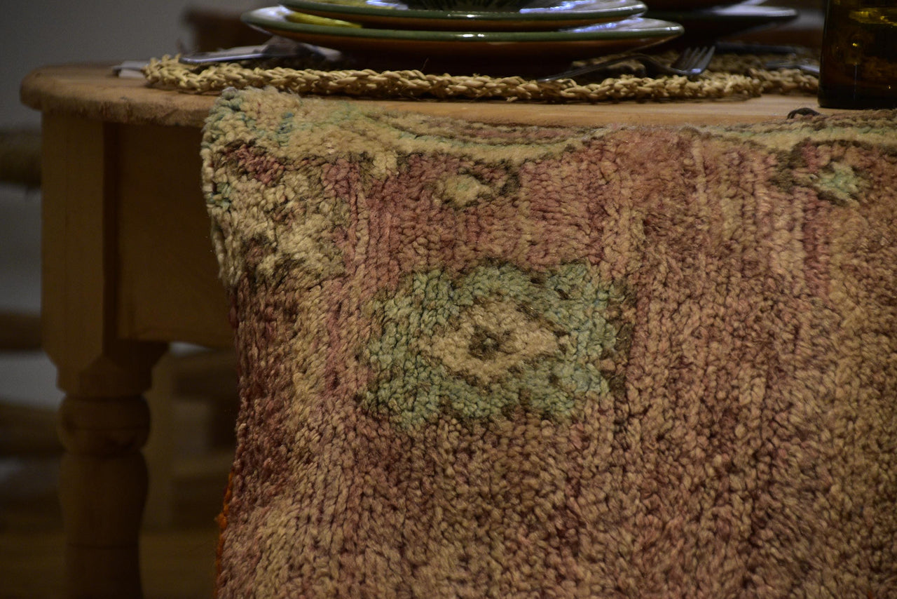 Two Vintage Moroccan Boujad Kilim Pillow | Reversible High-Pile Wool Cushion 20x20 Vintage
