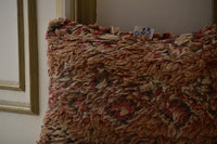 Two Vintage Moroccan Boujad Kilim Pillow | Reversible High-Pile Shaggy Wool Cushion 16x20 Vintage