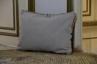 Two Vintage Moroccan Boujad Pillow | Shaggy Geometric Tribal Wool Cushion 16x20 Vintage