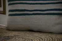 Two Vintage Moroccan Kilim Pillow Cover, Hand-Loomed Wool Striped Boho Throw Cushion (16x20) Vintage