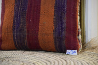 Two Vintage Pillow Cover, Reversible Wool Kilim Cushion, Tribal Boho Decor 18x18