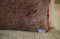 Two Reversible Moroccan Boujad Pillow, Coral Pink Wool Rug Cushion, Brick Red Kilim Throw