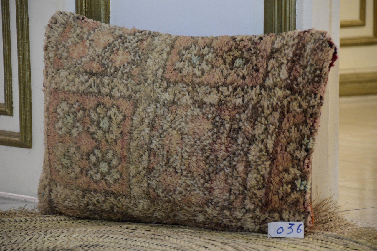 Two Reversible Vintage Moroccan Rug Cushion Cover, Geometric Wool Kilim Pillow 16x20