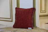 Two Reversible Vintage Moroccan Rug Pillow, Terracotta Berber Wool Kilim Cushion 20x20 Vintage