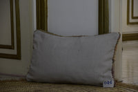 Two Distressed Vintage Moroccan Wool Lumbar Pillow, Pastel Mauve Mustard Yellow Rug Cushion Vintage