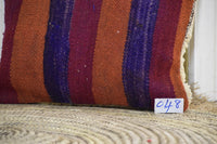 Two Reversible Vintage Moroccan Rug Pillow, Mustard Yellow Cream Kilim Cushion, 16x20 Vintage