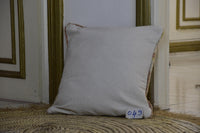 Two Vintage Moroccan Boujad Pillow, Neutral Wool Rug Cushion, Shaggy Boho Throw (18x18)