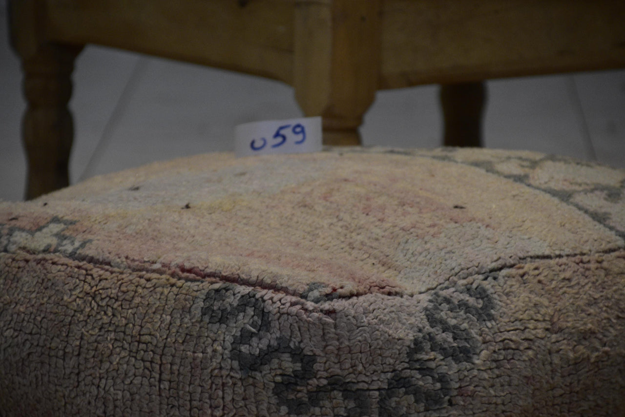 Two Vintage Moroccan Wool Pouf, Burnt Orange Terracotta Berber Ottoman (24x24x8)