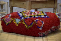 Two Vintage Moroccan Wool Pouf, Berber Rug Ottoman, Square Boho Floor Cushion (24x24x8) Vintage