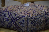 Two Vintage Moroccan Wool Pouf Ottoman, Geometric Berber Rug Cushion (24x24x8) Vintage