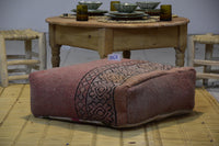 Two Vintage Moroccan Wool Floor Pillow, Terracotta Berber Bench Ottoman (40x24x8)