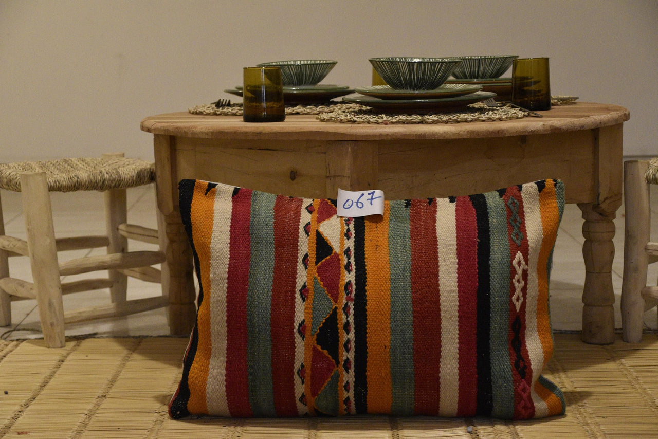 Two Vintage Moroccan Wool Lumbar Pillow, Burnt Orange Terracotta Berber Cushion Cover (24x16) Vintage