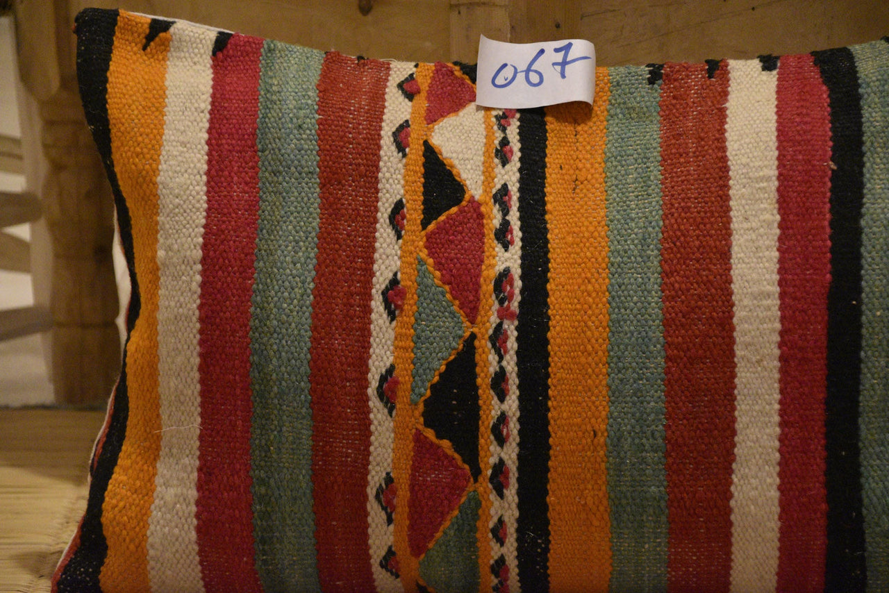 Two Vintage Moroccan Wool Lumbar Pillow, Burnt Orange Terracotta Berber Cushion Cover (24x16) Vintage