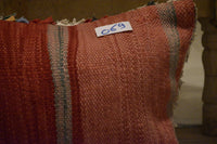 Two Vintage Moroccan Wool Lumbar Pillow, Burnt Orange Terracotta Berber Cushion Cover 24x16 Vintage
