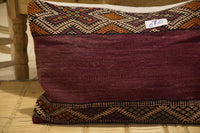 Two Vintage Moroccan Wool Lumbar Pillow, Burnt Orange Terracotta Berber Cushion Cover 24x16 Vintage