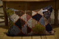 Two Vintage Moroccan Wool Lumbar Pillow, Burnt Orange Terracotta Berber Cushion Cover 24x16 Vintage