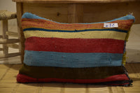 Two Vintage Moroccan Wool Lumbar Pillow, Burnt Orange Terracotta Berber Cushion Cover 24x16 Vintage