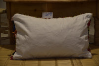 Two Handwoven Moroccan Boucherouite Lumbar Pillow, Recycled Fabric Boho Accent Cushion Vintage