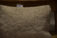 Two Hand-Woven Natural Wool Lumbar Pillow, Shaggy Berber Throw Cushion, Cream Bohemian Decor Vintage