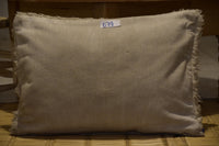 Two Hand-Woven Natural Wool Lumbar Pillow, Shaggy Berber Throw Cushion, Cream Bohemian Decor Vintage