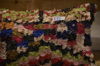 Two Handwoven Boucherouite Pillow Cover, Vibrant Patchwork Cushion, Moroccan Boho Home Decor Vintage