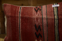 Two Hand-Woven Wool Kilim Lumbar Pillow Cover, Traditional Berber Stripes, Boho Geometric Cushion