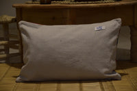 Two Hand-Woven Wool Kilim Lumbar Pillow, Geometric Berber Accent Cushion Vintage