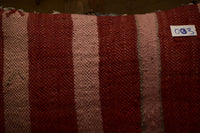 Two Hand-Woven Wool Kilim Lumbar Pillow, Graphic Berber Geometric Cushion Vintage