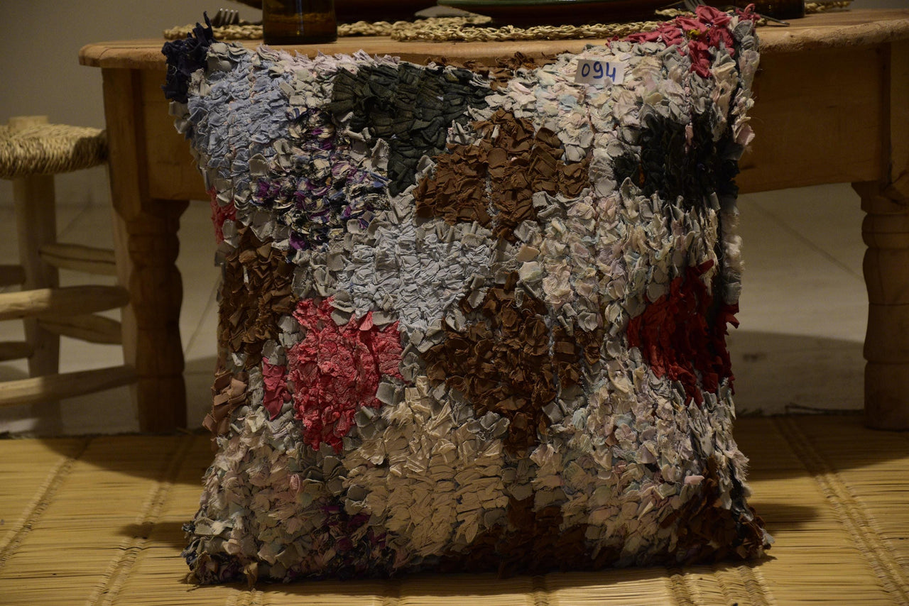 Two Hand-Woven Wool Lumbar Pillow, Minimalist Geometric Berber Kilim Cushion Vintage