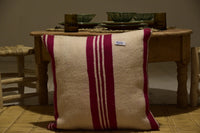 Two Hand-Woven Wool Lumbar Pillow, Geometric Berber Cushion, Artisan Accent Pillow Vintage