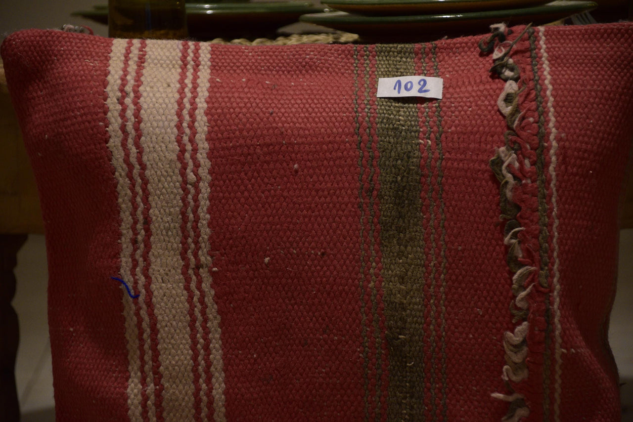 Two Handwoven Wool Kilim Lumbar Pillow, Geometric Berber Accent Cushion, Boho Chic Decor Vintage