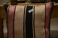 Two Hand-Woven Wool Lumbar Pillow, Geometric Berber Kilim Accent Cushion Vintage