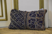 Two Handwoven Wool Lumbar Pillow, Geometric Berber Kilim Accent Cushion Vintage