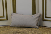 Two Hand-Woven Wool Lumbar Pillow, Geometric Berber Diamond Pattern Accent Cushion Vintage